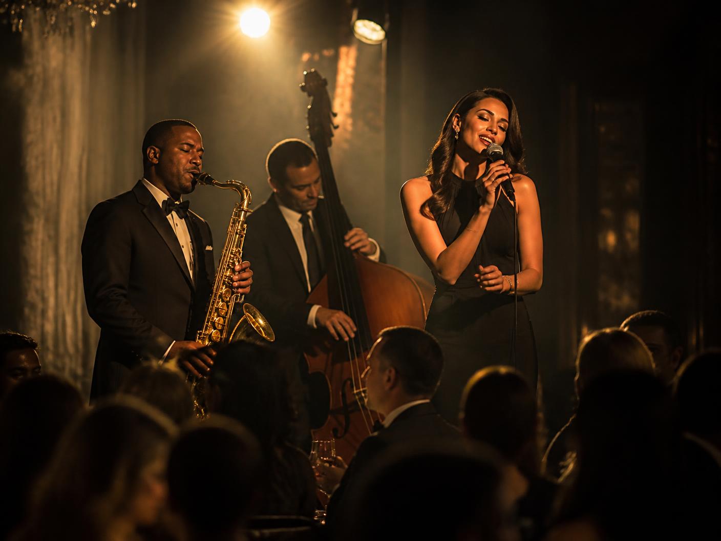 Live band performing at an evening corporate event