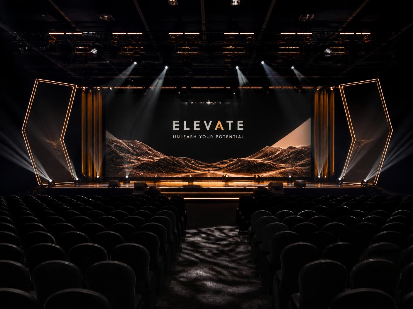 Stage lighting and audio visual production at a UAE corporate event